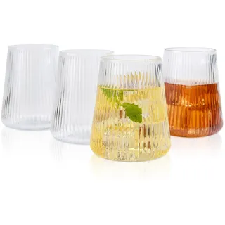 hotder Tritan-Kunststoff weingläser 354 ml, Wassergläser Trinkgläser Saftgläser 4er set, spülmaschinenfest, Perfekt für zu Hause, Camping, Party, BPA-frei Vertikale Gestaltung