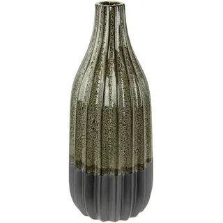 Dekovase I.GE.A. "Vase aus Keramik, geriffelt, bauchig, matt glänzend", grau, B:12cm H:30cm, Keramik, Vasen, Flaschenform, Blumenvase, Tischdeko, Keramikvase