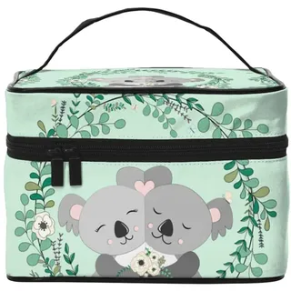 ESNAIUVCD Kulturbeutel mit Koala-Druck, große Kosmetiktasche, Reise-Make-up-Tasche, Organizer für Damen, Schwarz , Einheitsgröße, Kosmetikkoffer