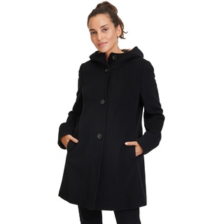 Wolljacke GIL BRET Gr. 40, schwarz (jet black) Damen Jacken Lange mit kontrastfarbig gefütterter Kapuze