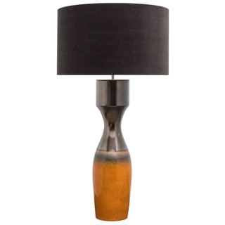 Casa Padrino Luxus Keramik Tischleuchte Silber / Orange Ø 60 x H. 113 cm - Handgefertigte Tischlampe mit schwarzem Lampenschirm