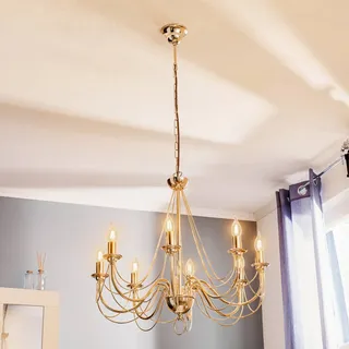 Kronleuchter Retro Domiluce, dimmbar, messing / gold, für Wohn- / Esszimmer, Metall, Kronleuchter - 70 cm - 70 cm - 120 cm