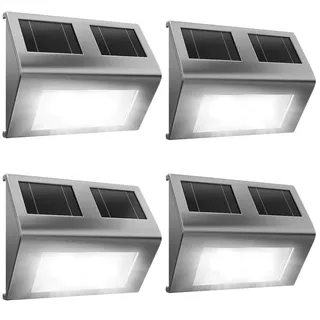 monzana Solarleuchte Edelstahl 4er Set IP65 Dämmerungssensor schwarz