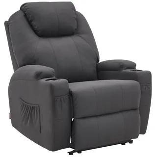 MCombo Relaxsessel elektrisch Mikrofaser 92 x 109 x 92 cm Dunkelgrau mit Massage- und Heizfunktion