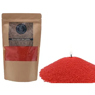 KERZENSAND inkl. 2 Dochte á 20cm - Palmwachs Wachsgranulat Kerzengranulat Kerze Wachs Teelicht - Universal einsetzbar - unvergleichbar Kreativ (rot - 400g)