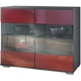 Vladon Bari 92,5 x 75,5 x 35 cm Anthrazit matt / Bordeaux Hochglanz / Rot