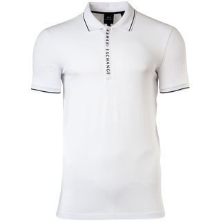 AX ARMANI EXCHANGE Herren Poloshirt - Hidden Buttons, Cotton Stretch Weiß L