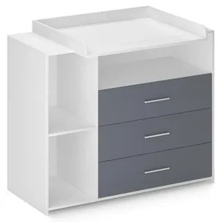 Infantastic® Wickelkommode grau-weiß Wickel-Schrank Babymöbel Wickelregal