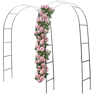 Mojawo 2'er Set Witterungsbeständiger Rosenbogen Grün 240x140x36cm aus pulverbeschichtetem Metall Pergola Rankhilfe Rankgitter Torbogen