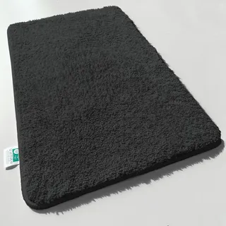casa pura Badematte schwarz weicher, Flauschiger Badezimmerteppich in Shaggy Optik, Badvorleger rutschfest waschbar - Duschvorleger, Teppich Fußmatte für Badezimmer, Dusche 80x150 cm, Sky Soft