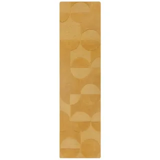 Eleganter Wollteppich `Deben Noah` -, Rutschfest. Farbe: Senfgelb, 60x230 cm | Kadima Design