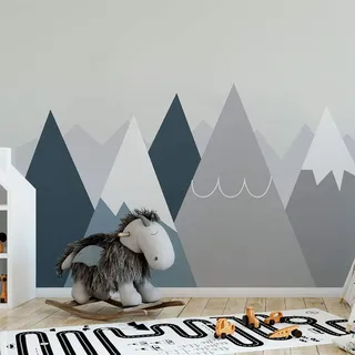 Wandaufkleber, selbstklebend, für Kinder, Riesen-Dekoration, skandinavische Berge für Kinderzimmer, Anouka, 100 x 240 cm