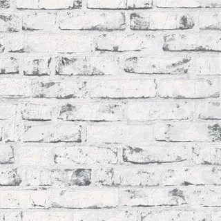 Bricoflor Steintapete in Weiß aus Vlies Moderne Backstein Tapete Industrial Style Mauertapete Ideal für Schlafzimmer