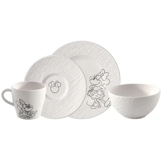 Villeroy & Boch Manufacture Rock blanc Mickey Mouse Frühstücks-Set 4-tlg. weiß/Schieferoptik mit Disney Mickey Mouse Kreidedekor