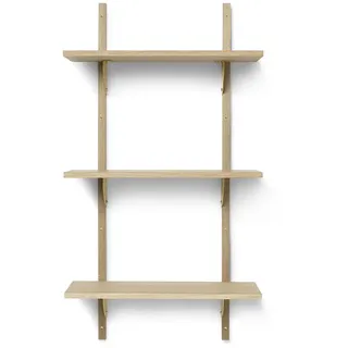 Ferm Living - Sector Wandregal triple, 54 cm, Eiche / Messing