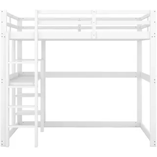 Okwish Hochbett 140 x 200 cm Kiefer lackiert Antikweiß/beige