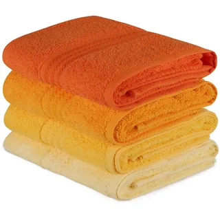 Handtuch-Set, 4-teilig, hellgelb, Hellorange, orange