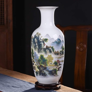 Chinesische Keramik-vase mit ständer Weiß Große Chinesische vase Porzellan Blumenvase Chinesisch Antike Keramik-vasen Traditionellen Dekorative Vase-E D18cmxH49cm