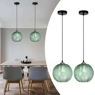 pendelleuchte,hängeleuchten & pendelleuchten Mit grünem Glas Lampenschirm lampe hängend im Wohnzimmer esstisch rund pendant light Kronleuchter grünes Glas für Frühstücksbar Ecke Küche Insel ( 2Pcs)