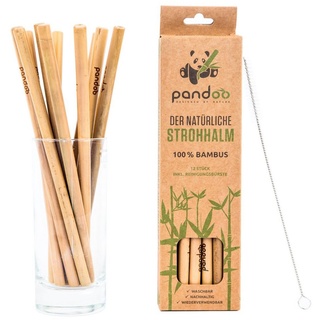 pandoo Trinkhalme Plastikfreie Strohhalme aus Bambus - 100% Naturprodukt 20 cm