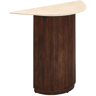 Livetastic Konsolentisch, Dunkelbraun, Beige, Holz, Stein, Mangoholz, vollmassiv, Holz, Freiform, C-Form, 100x76x40 cm, Wohnzimmer, Wohnzimmertische, Konsolentische
