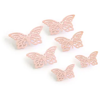 Zwayve Wanddekoobjekt 6x Schmetterling Wanddeko Tür Dekoration Bunt Zimmer Deko Set rosa
