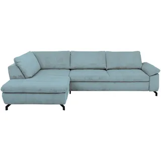 Beldomo Style Ecksofa Sense, Hellblau, Metall, 3-Sitzer, Ottomane links, L-Form, 291x197 cm, Goldenes M, Typenauswahl, Fußauswahl, Stoffauswahl, seitenverkehrt erhältlich, individuell planbar, Wohnzimmer, Sofas & Couches, Wohnlandschaften, Ecksofas