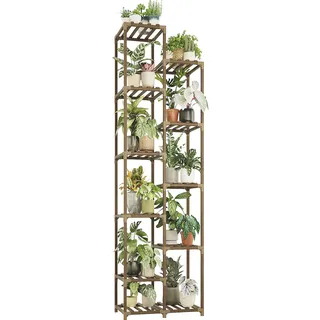 Bamworld Pflanzenregal Outdoor Indoor Blumenständer Hoch Pflanzentreppe Blumenständer für Draußen Pflanzenständer Terrasse Balkon Gartendekor