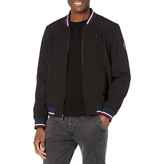 Tommy Hilfiger Herren Lightweight Varsity Rib Knit Bomber Jacket Shell-Jacke, Schwarze Softshell-Hülle, XXL - XXL