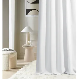 ROOM99 Vorhang mit Kräuselband Aura 140 x 300 cm Breite x Höhe Schiebegardinen Modern Curtain Wohnzimmer Schlafzimmer Weiß, 1 Stück