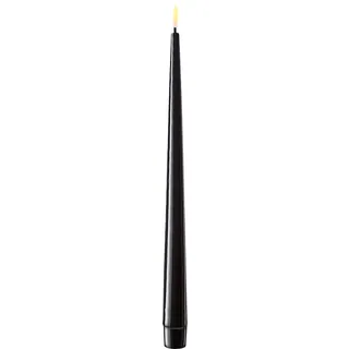 Deluxe Homeart LED Stabkerze mit Lack Real Flame 2er Set, Ø2,2 cm x H 28 cm, 2er Set, schwarz