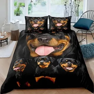 Kinder Bettwäsche Rottweiler 135x200 cm 4-teilig Mikrofaser 3D Hund