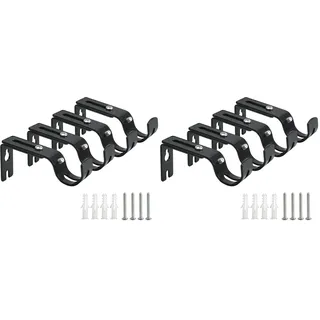 4 Stück Gardinenstange Halterung Metall, Gardinenstange Halter Verstellbare Wandhalterung Vorhangstange Halterung Schwarz, Vorhangstangenhalter mit Schrauben für Küche, Badezimmer, Schlafzimmer
