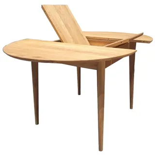 Nordic Story Esstisch Scandi (rund, ausziehbar) • Tisch für Küche, Esszimmer & Wohnzimmer • Massivholz (Eiche) • Eiche Natur • Runder Ausziehtisch (Honigeiche, 120-155 X 120 X 75 cm..)