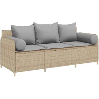vidaXL Gartensofa 3-Sitzer Loungesofa beige