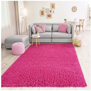 Hochflor-Teppich Prime Shaggy Hochflor Langflor Teppich Einfarbig Modern Pink Rosa, Vimoda, Rund rosa