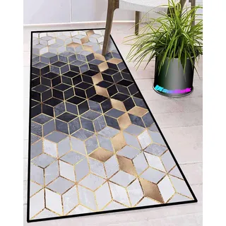 Ufamiluk Outdoor Teppich Beige Grau Schwarz Outdoor Teppich terasse rutschfest waschbar wasserfest wetterfest klein Teppich Badezimmer Set für Balkon küche Wohnzimmer draußen Flur 60x160cm D