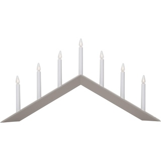 Fensterleuchter Arrow von Star Trading, Kerzenständer mit 7 Glühbirnen E10 warmweiß, Weihnachtsdeko aus Holz in Beige, Kabelschalter, Länge: 69 cm