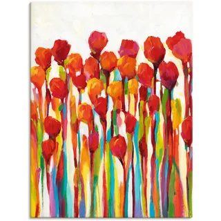 Leinwandbild ARTLAND "Strotzen mit Farben I", rot (farbe bild(er): rot), B:90cm H:120cm, Bilder, Leinwandbild, auf Holzrahmen gespannt