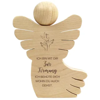 Geschenkissimo Engel zur Firmung mit Spruch Ich Bin mit dir ich behüte Dich - Schutzengel aus Holz - Symbol für Segen und Glauben - Holzengel Geschenk - Geschenkidee