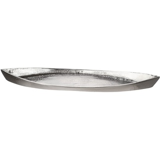 GILDE Deko Schale Boat Boot - Tablett für Adventsgesteck aus Aluminium - Farbe: Silber - Wohnzimmer Dekoration Schlüsselablage - Breite 60 cm