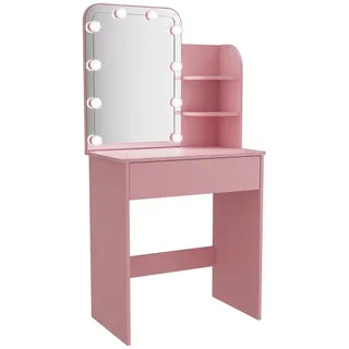 SONNI Schminktisch Rosa Schminktisch mit dreifarbiger Beleuchtung,70x40x140cm rosa