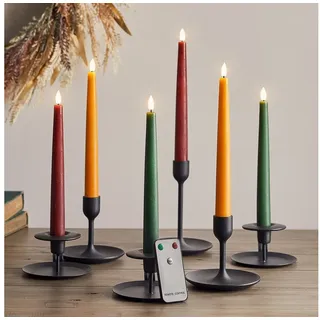 Lights4fun TruGlow LED Stabkerzen 22 cm 6 St. gelb/rot/schwarz