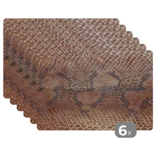 MuchoWow Platzset Leder - Textur - Tierhaut, (6-St), Platzsets, Tischset, Abwaschbar, Tischsets, Platzdeckchen bunt