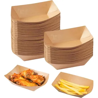 100 Stück Einweg-schalen Aus Kraftpapier In Bootsform Für Pommes Frites, Snacks, Macarons, Currywurst, Salat, 13 X 7,6 X 3,6 Cm
