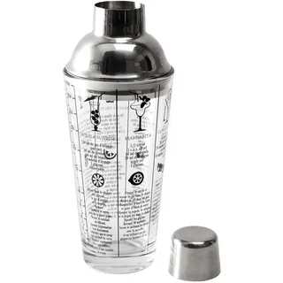 COOK CONCEPT - KV7351 – Shaker aus Glas mit Rezept, 450 ml, Tischdekoration, Getränke, Cocktail, Bier, Saft, Aperitif, Alkohol, Likör