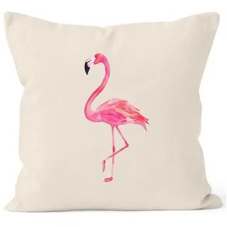 Autiga Dekokissen Kissenbezug Flamingo Kissenhülle Dekokissen 40x40 Baumwolle Autiga® beige