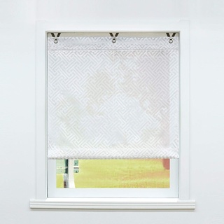 SCHOAL Raffrollo ohne Bohren Raffgardinen Ausbrenner Gardinen Transparent Ösenrollo Weiß Vorhänge mit Ösen 1 Stück BxH 100x130 cm Muster #3