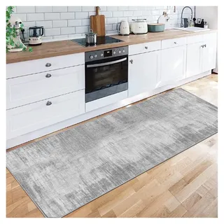 Siunwdiy Läufer Teppich Lang Flur Grau rutschfest Waschbar Küchen Korridor TeppichLäufer für Flur Schlafzimmer Wohnzimmer Polyester Teppichmatte Dauerhaft, Anpassbar Küchenteppich,Light gray,100x180cm