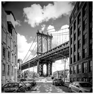 Glasbild ARTLAND "New York City Manhattan Bridge I", schwarz (farbe bild(er): schwarz), B:50cm H:50cm, Bilder, in verschiedenen Größen